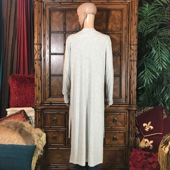 NWOT Cuddle Duds Gray Side Slit High Low Modal Rib Knit Duster Cardigan - Picture 4 of 16